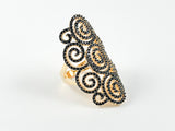 Classic Elegant Fine Swirl Pattern Long Brass Ring