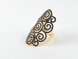 Classic Elegant Fine Swirl Pattern Long Brass Ring