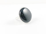 Classic Casual Round Black Onyx Brass Ring