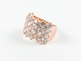 Classic 7 Row Round Stone Rose Gold Brass Ring