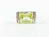 Classic Elegant Rectangular Peridot Brass Ring