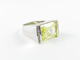Classic Elegant Rectangular Peridot Brass Ring