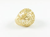 Floral Gold Brushed Ball Shape Brass Ring