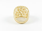 Floral Gold Brushed Ball Shape Brass Ring