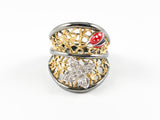 Unique Modern Ladybug 2 Tone Brass Ring