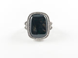 Elegant Casual Black Onyx Cable Brass Ring