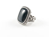 Elegant Casual Black Onyx Cable Brass Ring