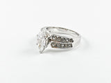 Classic Delicate Marquise Half Eternity Brass Ring