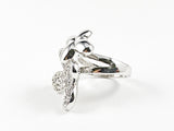 Casual Delicate Double Flower Dimensional Brass Ring