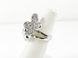 Casual Delicate Double Flower Dimensional Brass Ring