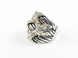 Elegant 2-Tone Rustic Cable Wired Look Brass Ring