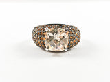 Modern Stylish Classic Colorful Center CZ Brass Ring