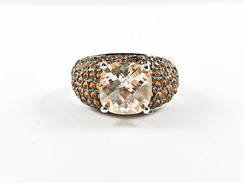 Modern Stylish Classic Colorful Center CZ Brass Ring
