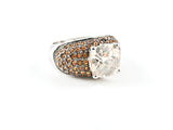 Modern Stylish Classic Colorful Center CZ Brass Ring