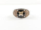 Modern Stylish Classic Colorful Center CZ Brass Ring