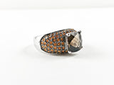 Modern Stylish Classic Colorful Center CZ Brass Ring