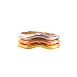 Elegant Wavy & Curvy Design Tri Color Set Of 3 Brass Rings