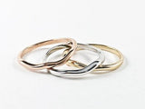 Elegant Wavy & Curvy Design Tri Color Set Of 3 Brass Rings