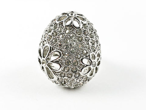 Nice Large Oval Shape Floral Accents  Brass Ring