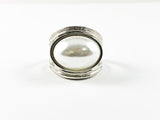 Nice Unique Shape Set Center Pearl Stone Brass Ring