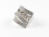 Elegant Fine Micro Setting CZ Large Open Brass Ring