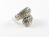 Unique Duo Wrap Textured Design Two Tone Brass Ring