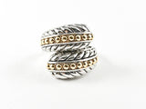 Unique Duo Wrap Textured Design Two Tone Brass Ring