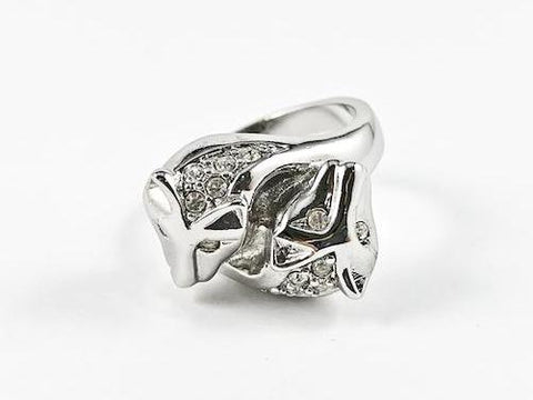 Unique Cute Fox Duo Design Brass Ring