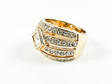 Modern Yellow Gold Diamond Shape Center Stone Dome Design Brass Ring