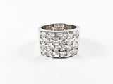Modern Classic Square Band 4 Row CZ Brass Ring