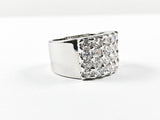 Modern Classic Square Band 4 Row CZ Brass Ring