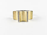 Unique Textured Matte Finish Gold Tone Brass Ring