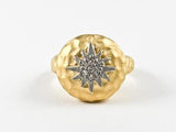 Beautiful Round Matte Stardust Center Design Brass Ring