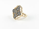 Beautiful Elegant Cross Shape & Pattern Gold Tone Brass Ring