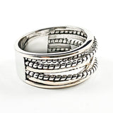 Beautiful Cross Over Wire Textured Two Tone Design Brass Ring