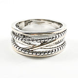 Beautiful Cross Over Wire Textured Two Tone Design Brass Ring
