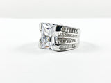 Classic Unique Tiered Layered Emerald Cut Brass Ring