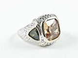 Modern Unique Multi Color 2 Tone Designer Brass Ring