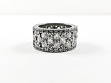 Fine Multi Row With Black Color CZ Eternity Wide Band Brass Ring