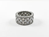 Fine Multi Row CZ Eternity Wide Band Brass Ring
