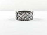 Fine Multi Row CZ Eternity Wide Band Brass Ring