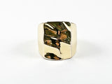 Modern Unique Geometric Design Metallic Gold Tone Brass Ring