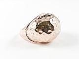 Unique Half Dome Hammered Design Pink Gold Tone Fashion Ring