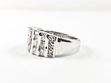 Classic Fine Thin Multi Row High Quality CZ Setting Brass Ring