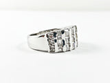 Classic Fine Thin Multi Row High Quality CZ Setting Brass Ring