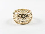 Beautiful Vintage Filigree Gold Tone Thick Eternity Band Brass Ring