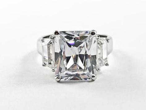 Classic Elegant 3 Stones Engagement Style Design Brass Ring