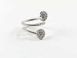Cute Elegant Dainty Wrap Coil Style CZ Ball Charm Ends Brass Ring