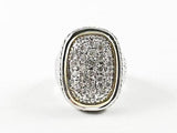 Elegant Classic 2 Tone Pave Oval Brass Ring