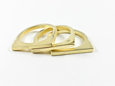 Modern Gold Brush Matte 3 Piece Set Stackable Gold Tone Brass Ring